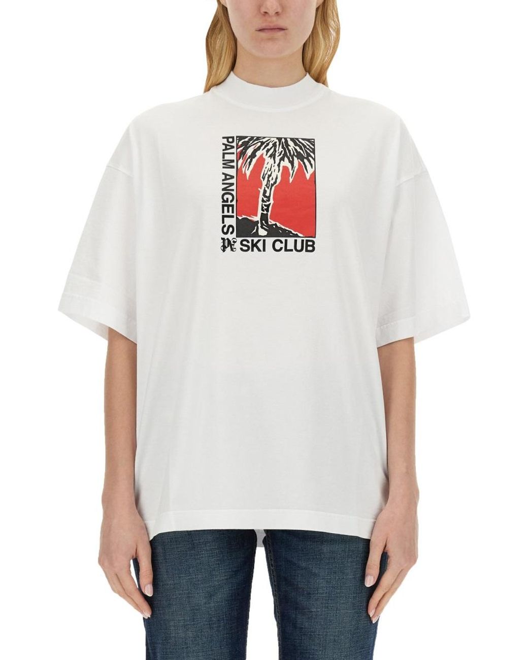 Palm Angels White Palm Angels Logo-Embroidered Cotton T-Shirt