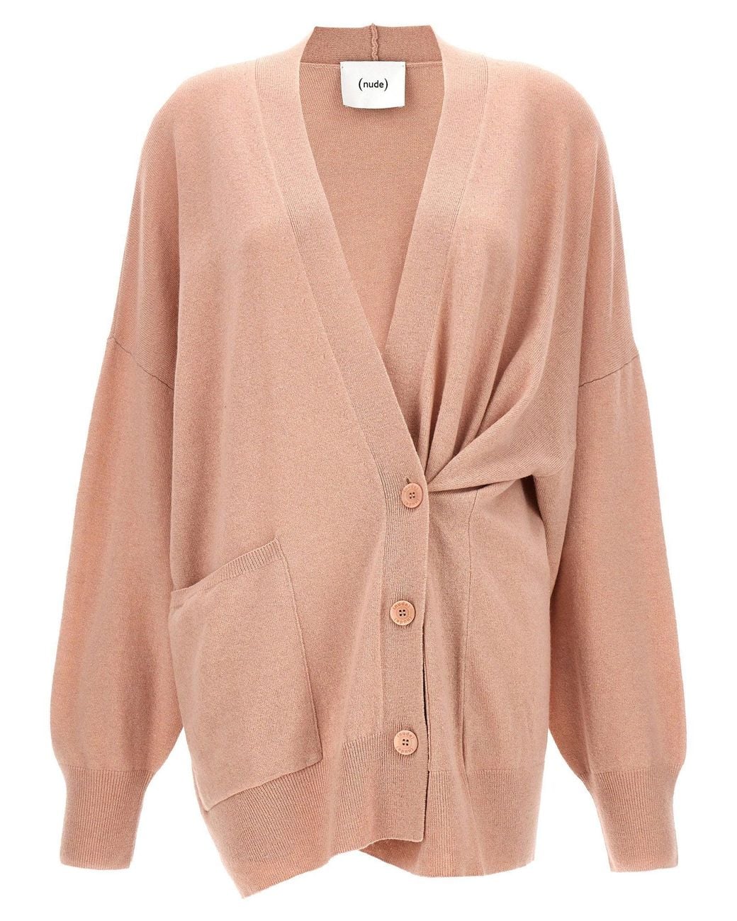 Nude Pink Oversize Wool Cardigan
