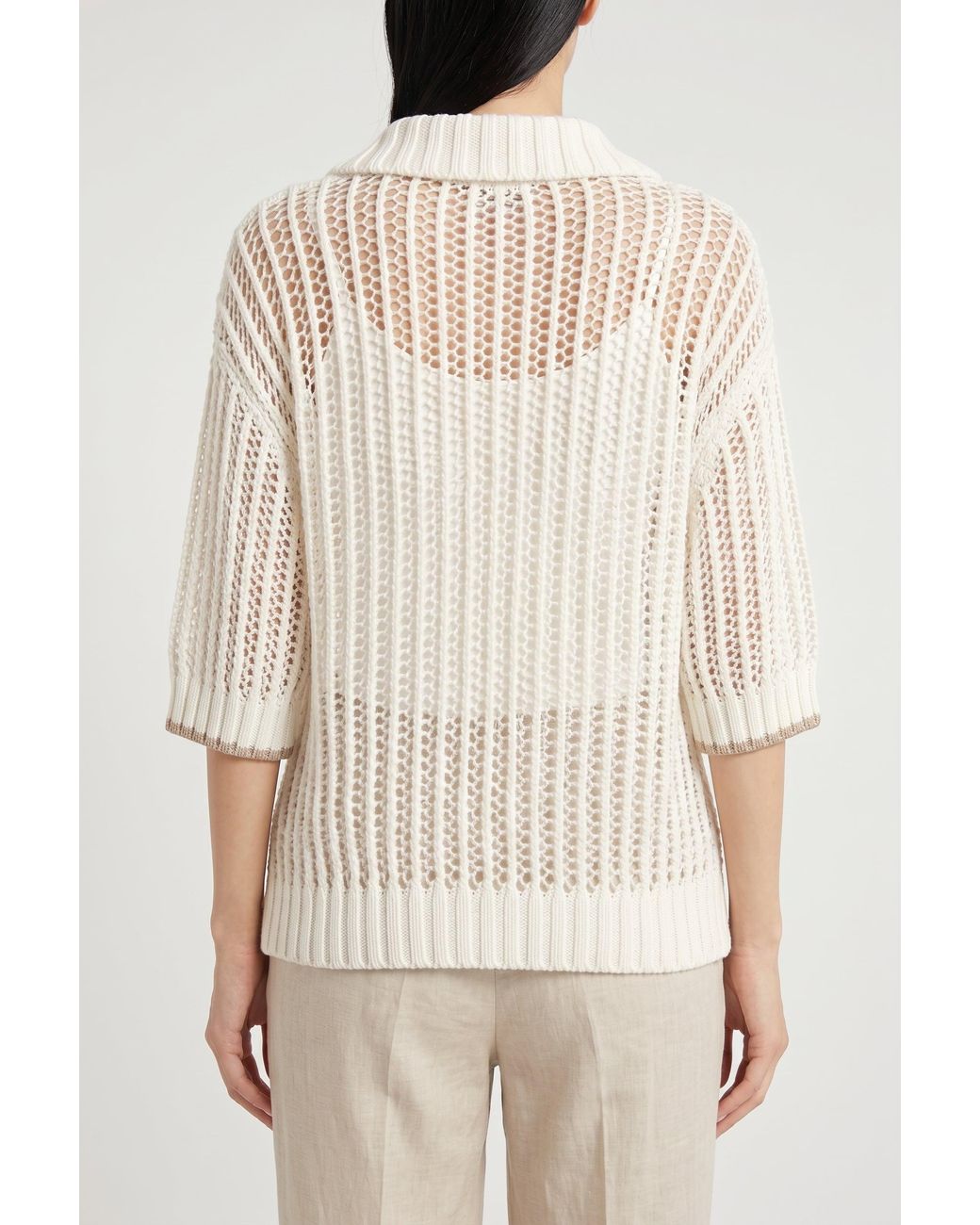 Brunello Cucinelli Natural Off Open Knit Sweater