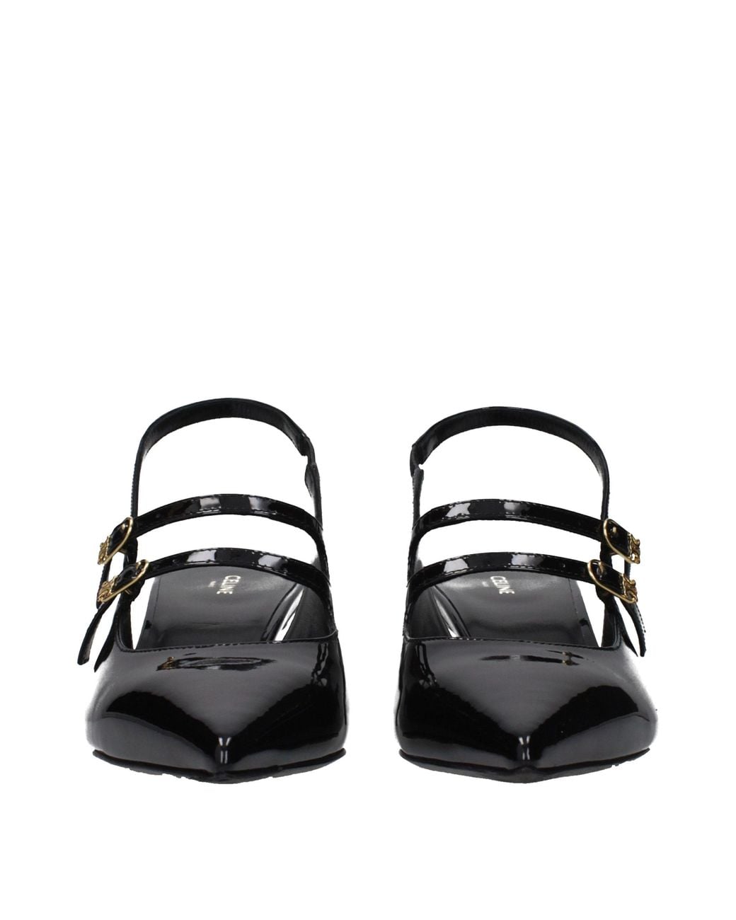 Céline Black Judy Sandals Patent Leather