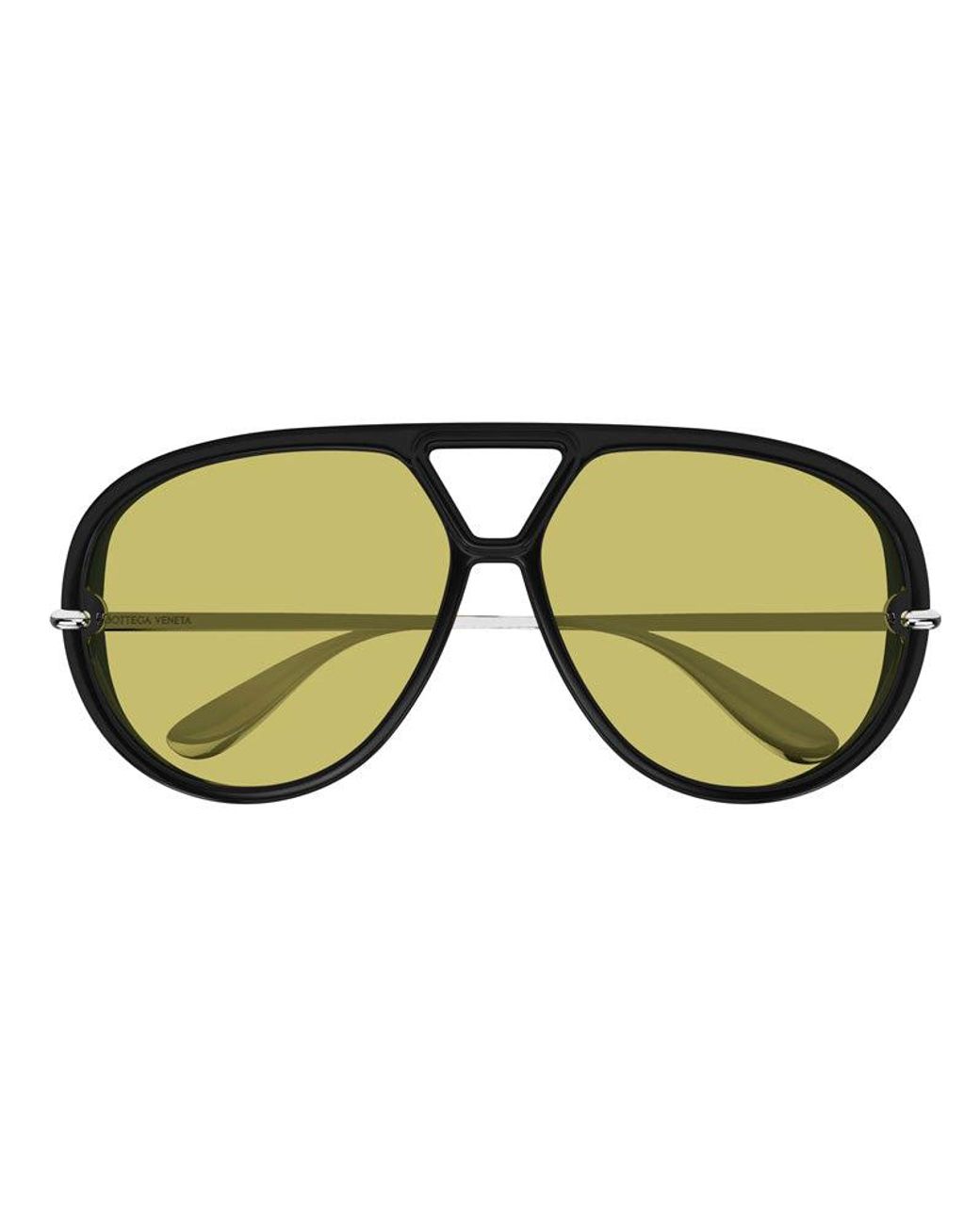 Bottega Veneta Black Sunglasses Aviator Full Rim, Shiny Frame And Mustard Lens Bv1274S002