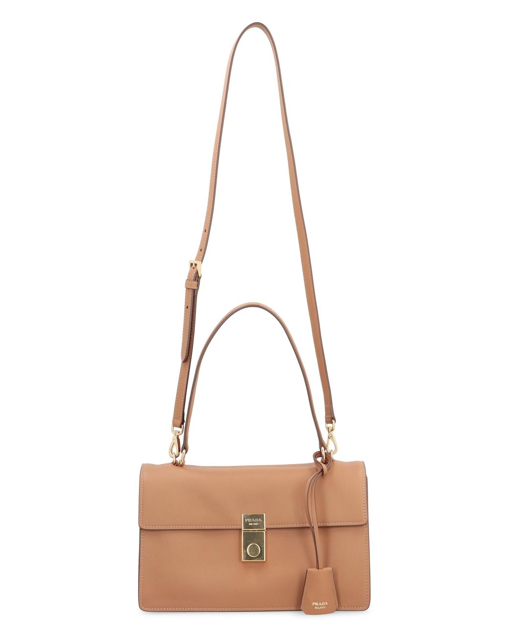 Prada Brown Leather Shoulder Bag Soft Sound Calf Handbags
