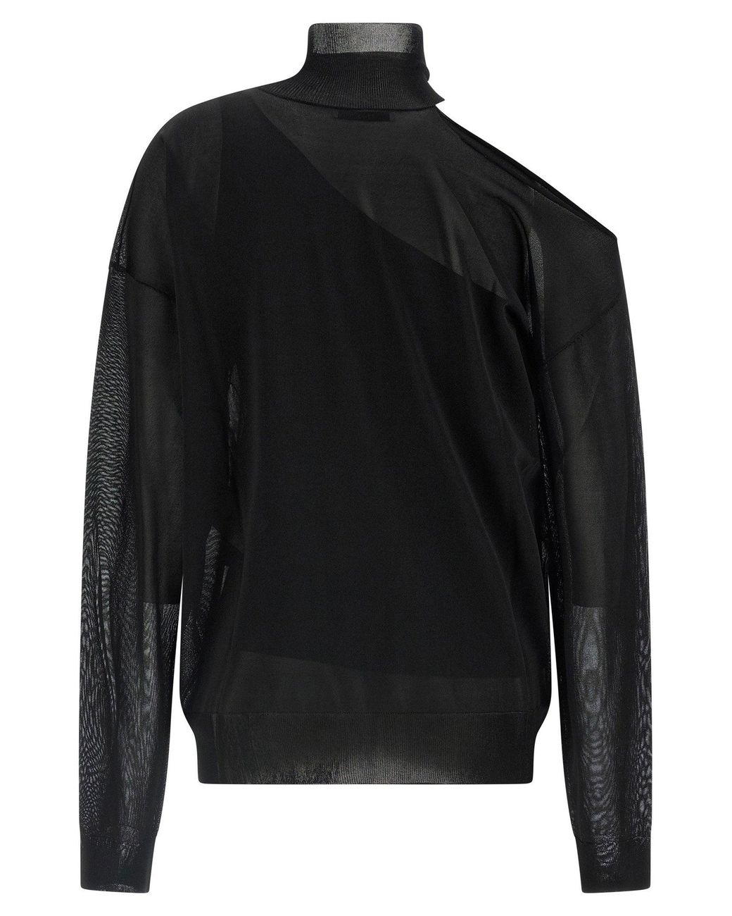 Fendi Black Semi-Transparent Silk Organza Top