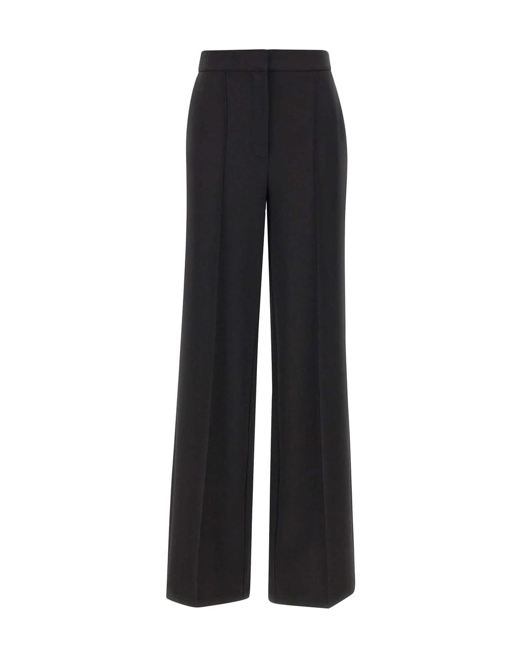 Elisabetta Franchi Black Crepe Wide-Leg Trousers Polyester