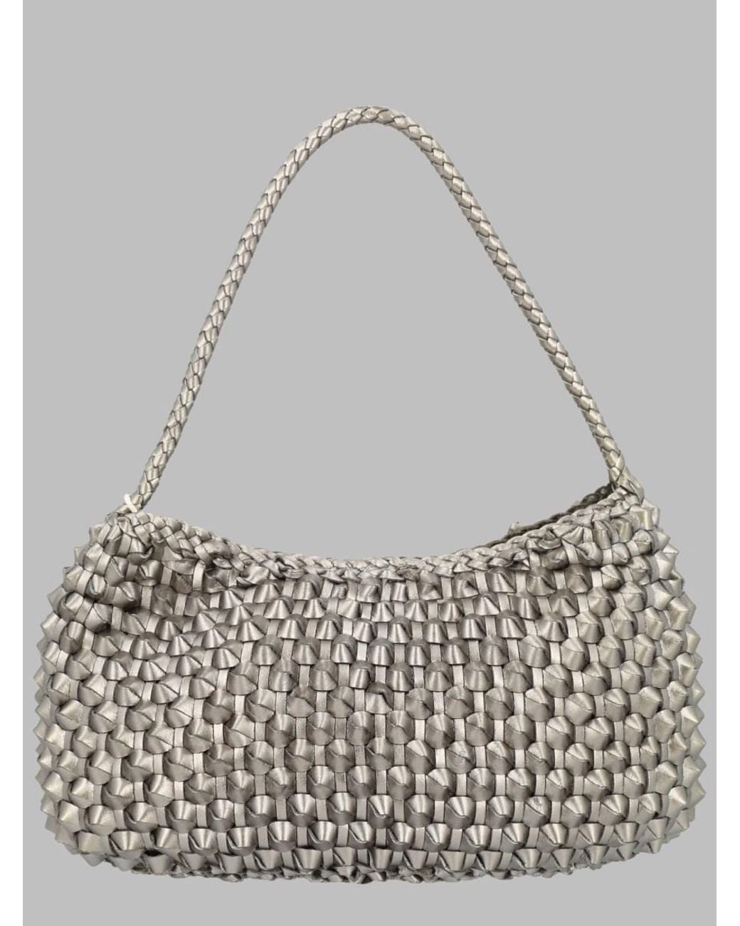 Dragon Diffusion Gray Basil Cactus Shoulder Bag Leather