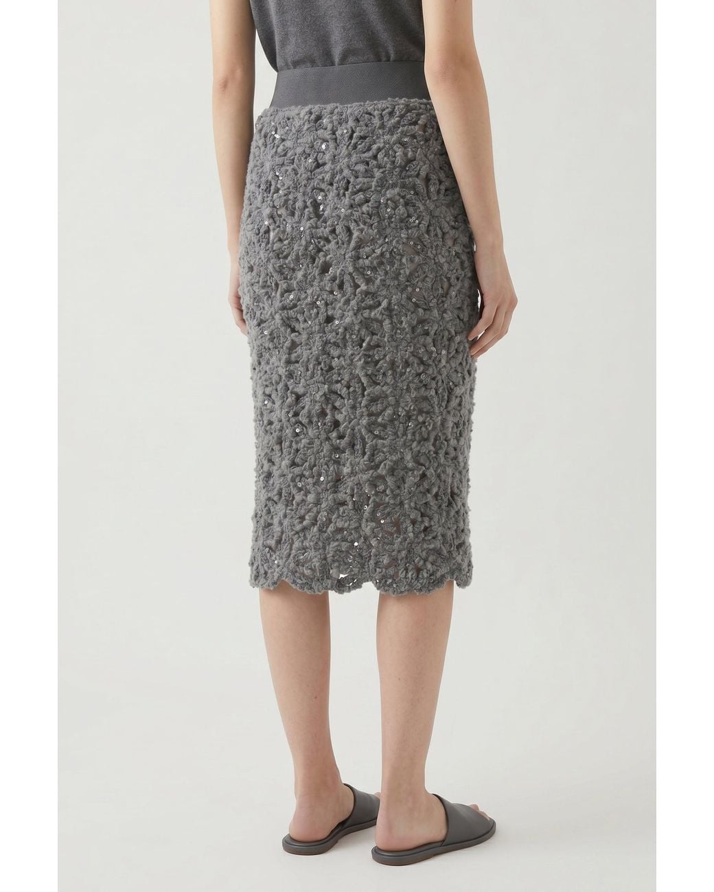 Brunello Cucinelli Black Medium Wool Pencil Skirt
