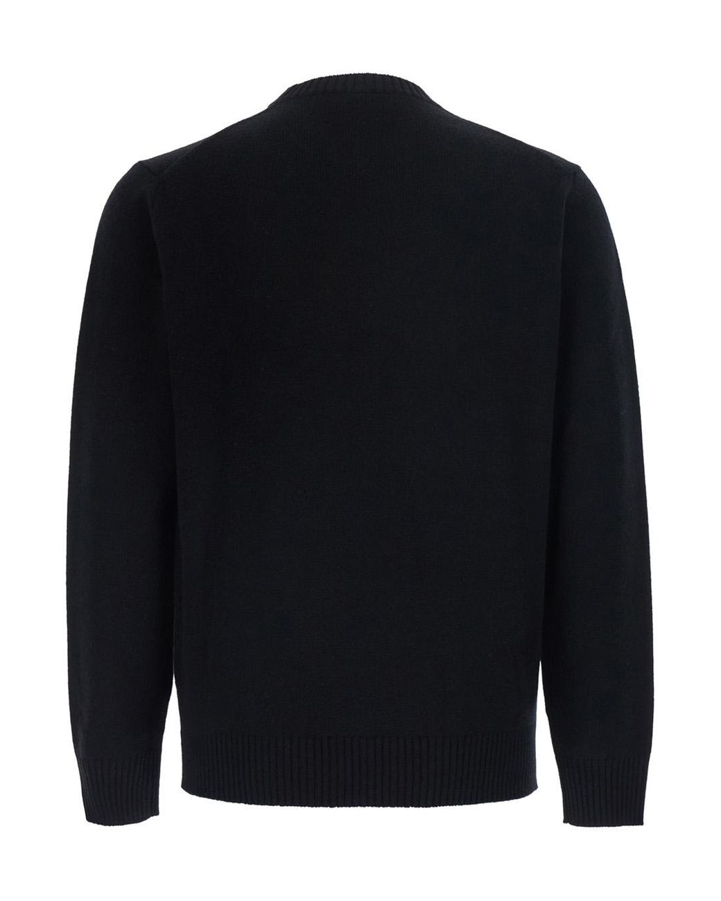 Kangra Black Crew Neck Sweater Wool-Cashmere Tops for men