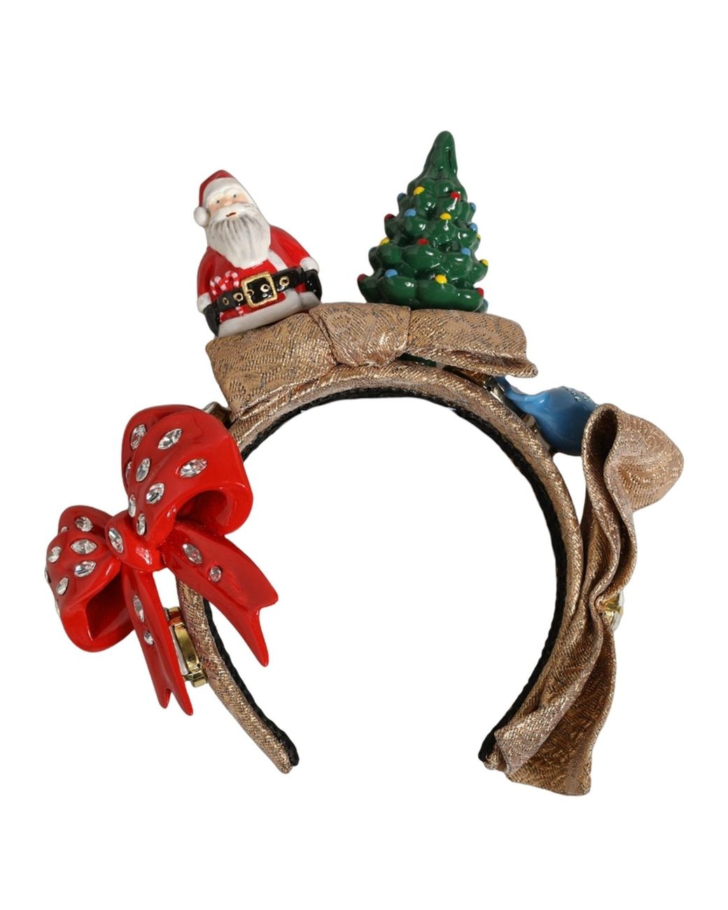 Dolce & Gabbana Red Glittery Christmas Themed Headwear Headband Accessory
