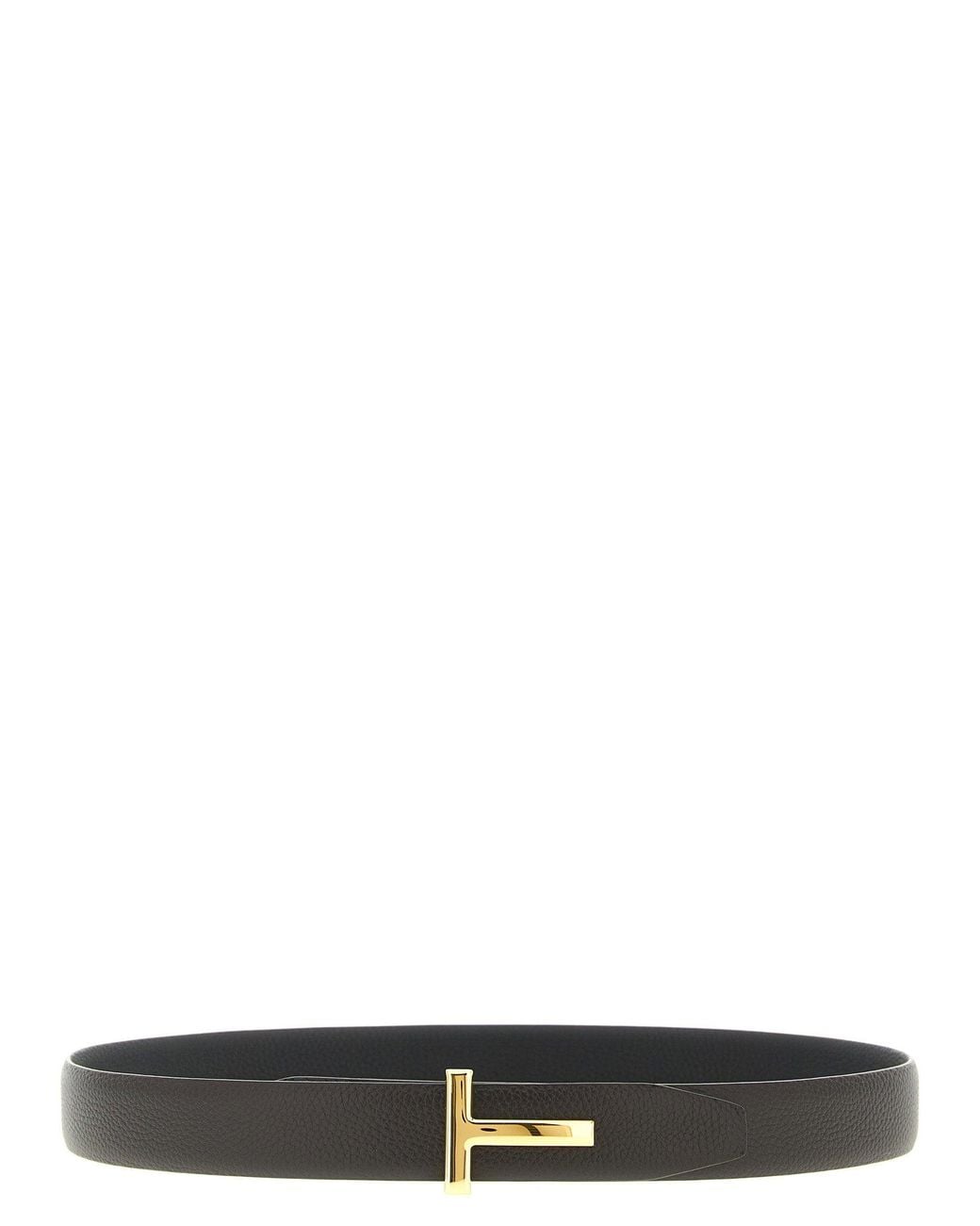 Tom Ford Black Reversible Hammered Leather With Buckle Belt for men