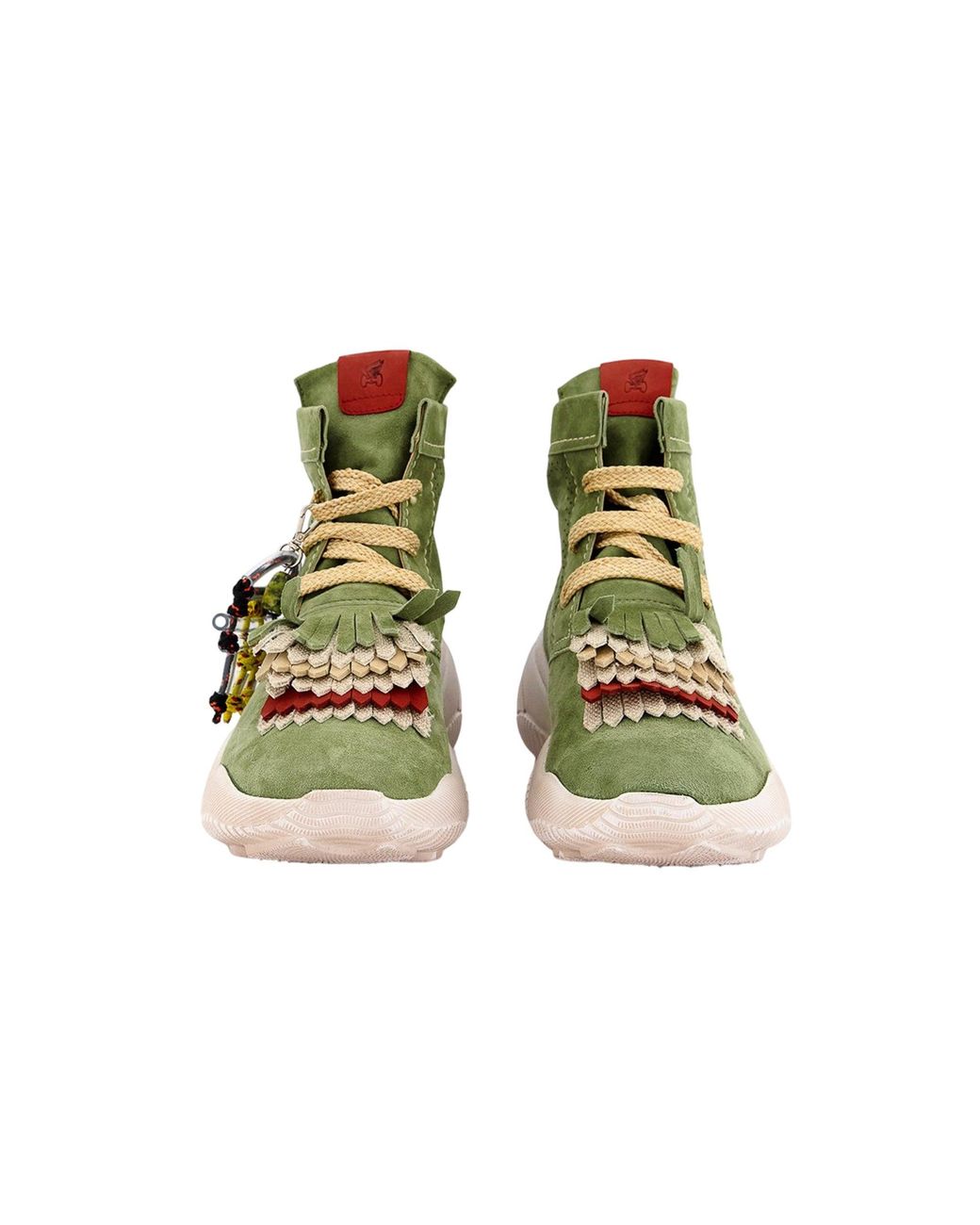 Hogan Green Fringe-Trimmed Lace-Up Boots