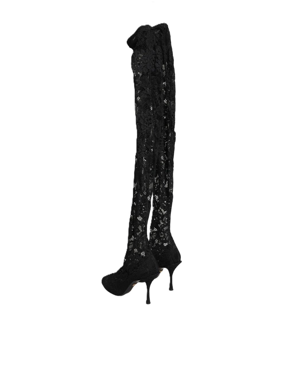 Dolce & Gabbana Black Taormina Lace Socks Boots Pumps Shoes Elastane
