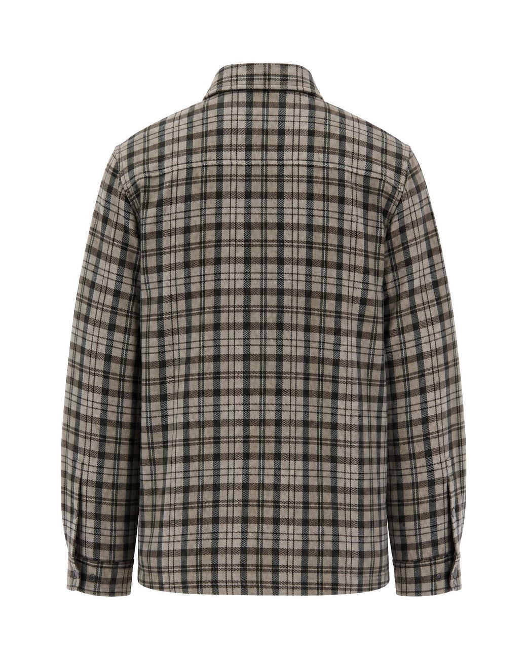 Woolrich Gray Padded Shirt Jacket Alaskan Check Main: Wool for men