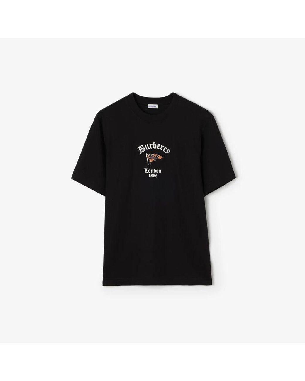 Burberry Black Burberry Logo-Embroidered T-Shirt for men
