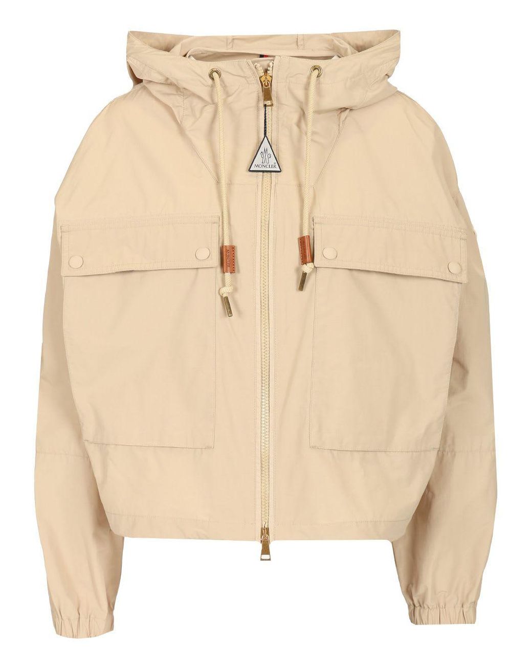 MONCLER Sauvan ポプリン パーカー ショート丈 Beige 関税送料込 Moncler Sauvan Jackets in Natural | Lyst