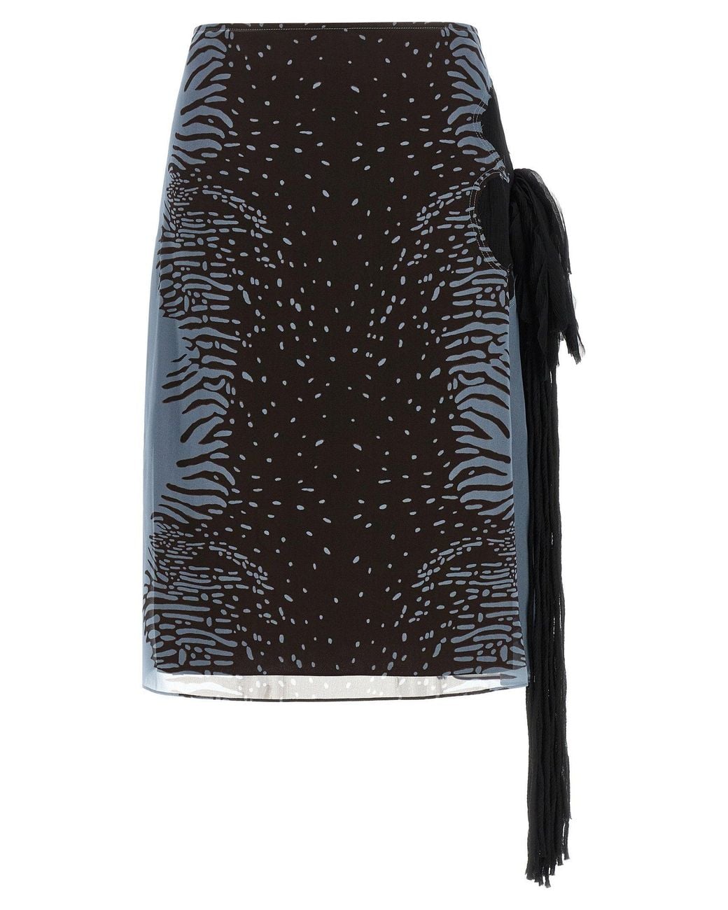 Ferragamo Black Animal Print Silk Georgette Skirt