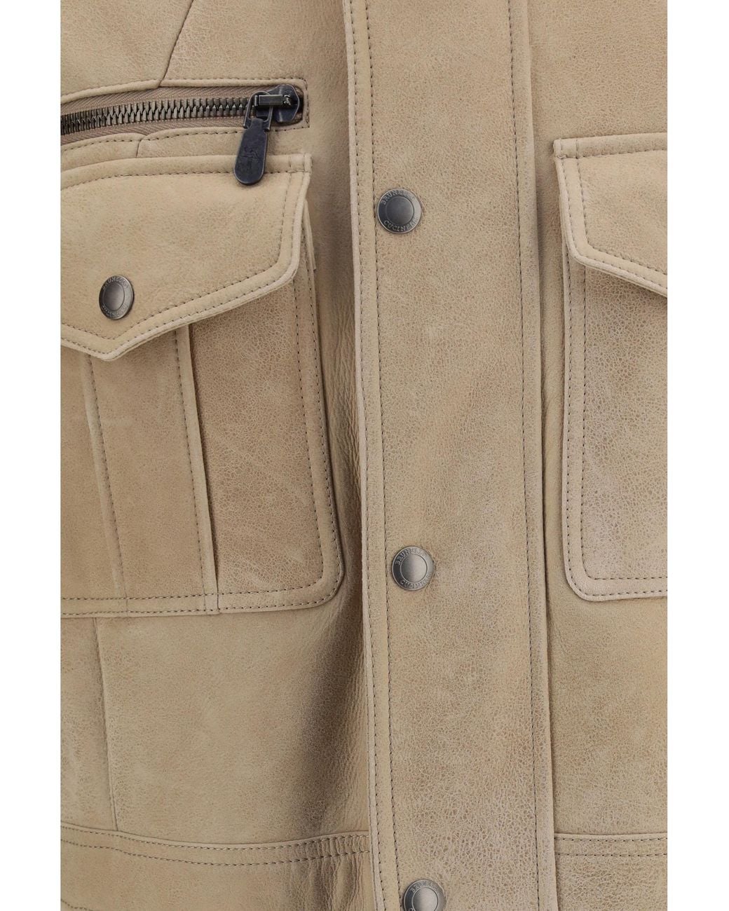Brunello Cucinelli Natural Waxed Shearling Safari Jacket Sheep for men