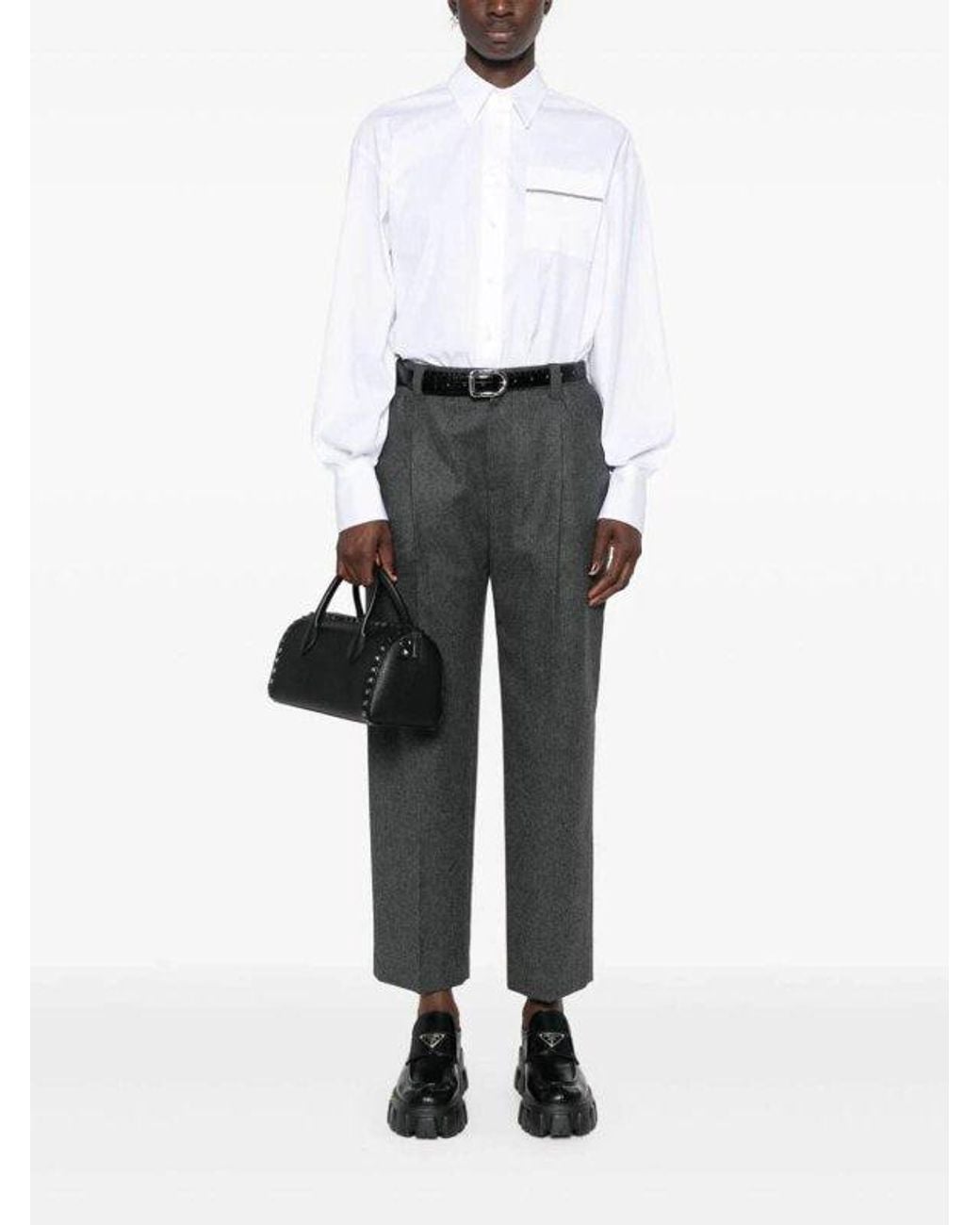 Brunello Cucinelli Gray Black Wool Casual Pants