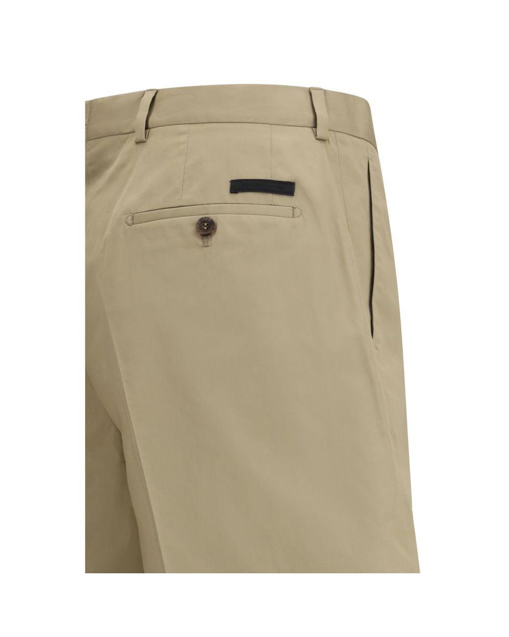 Prada Green Beige Cotton Bermuda Shorts for men