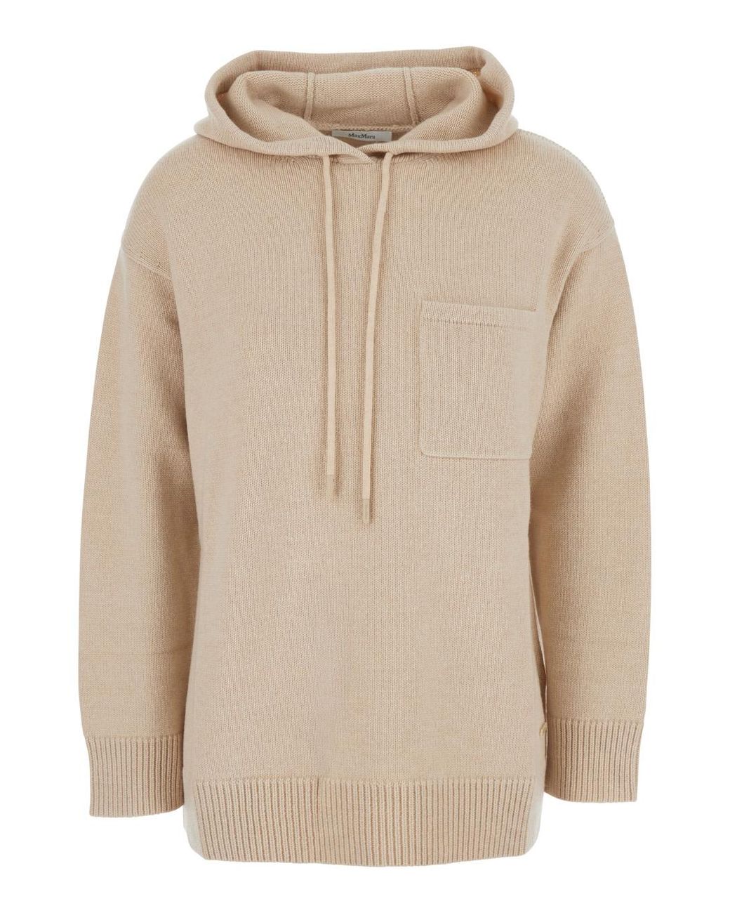 Max Mara Natural Sweater With Drawstring Hood Wool Tops