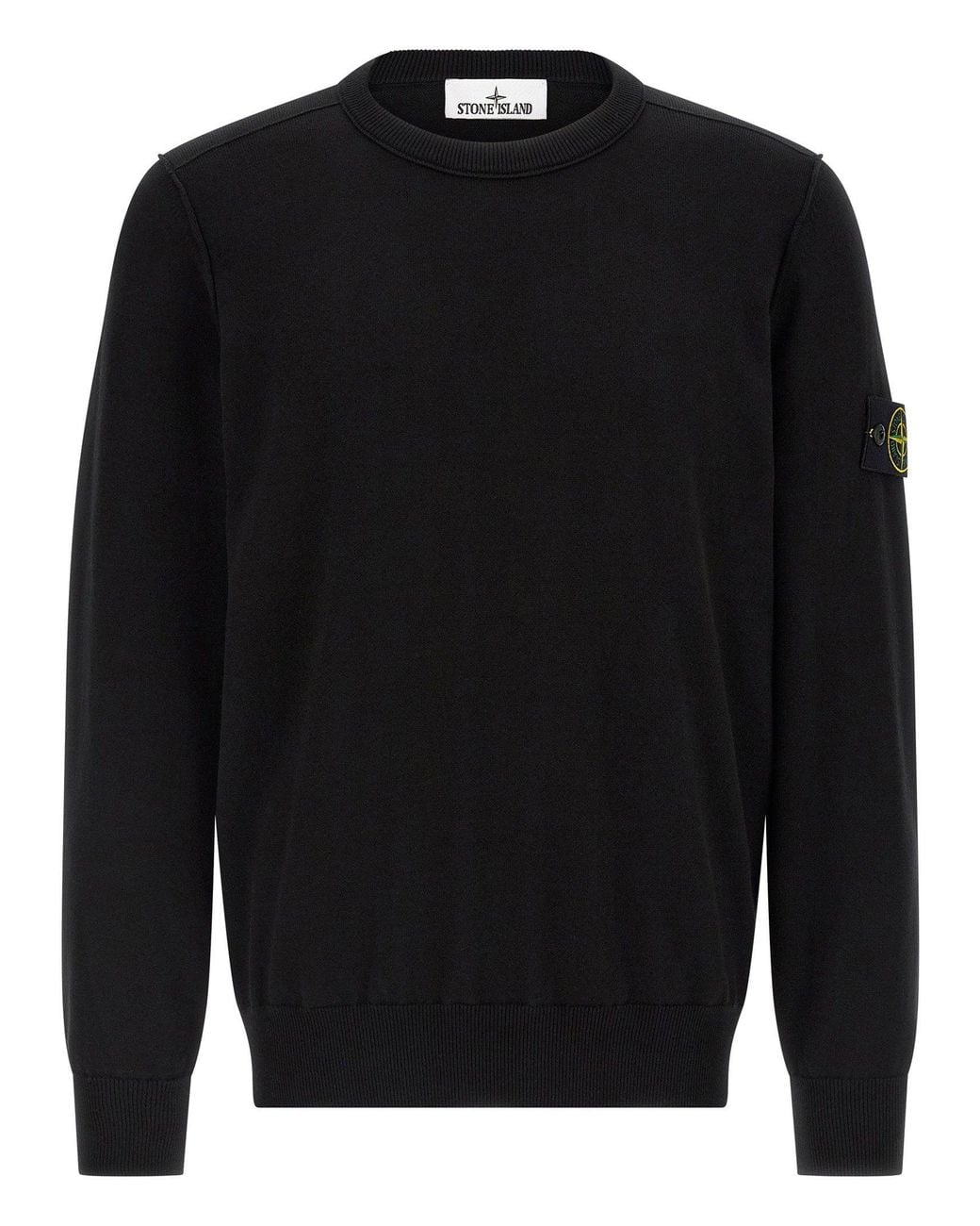 Stone Island Black Organic Cotton Crewneck Sweater for men