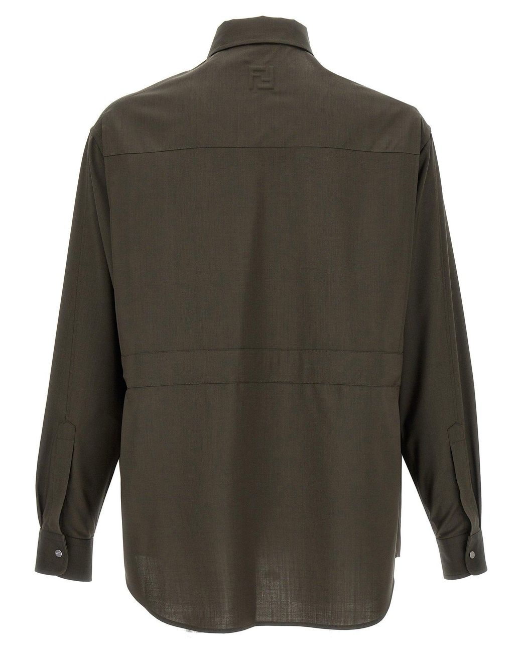 Fendi Green Wool With Chest Pockets Shirt for men