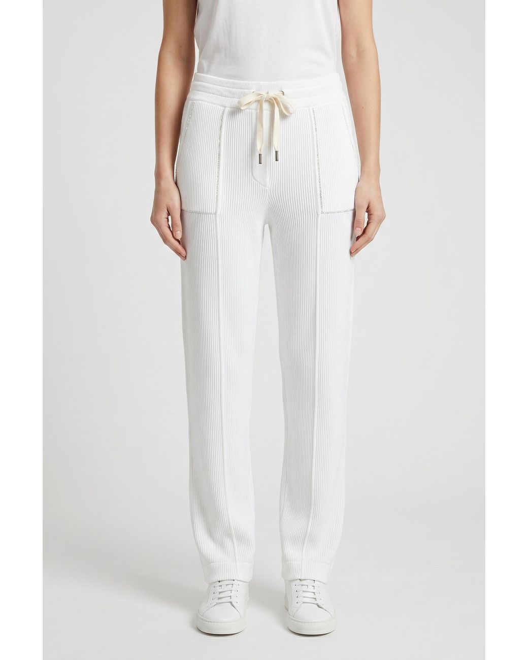 Brunello Cucinelli White Relaxed Cotton Trousers