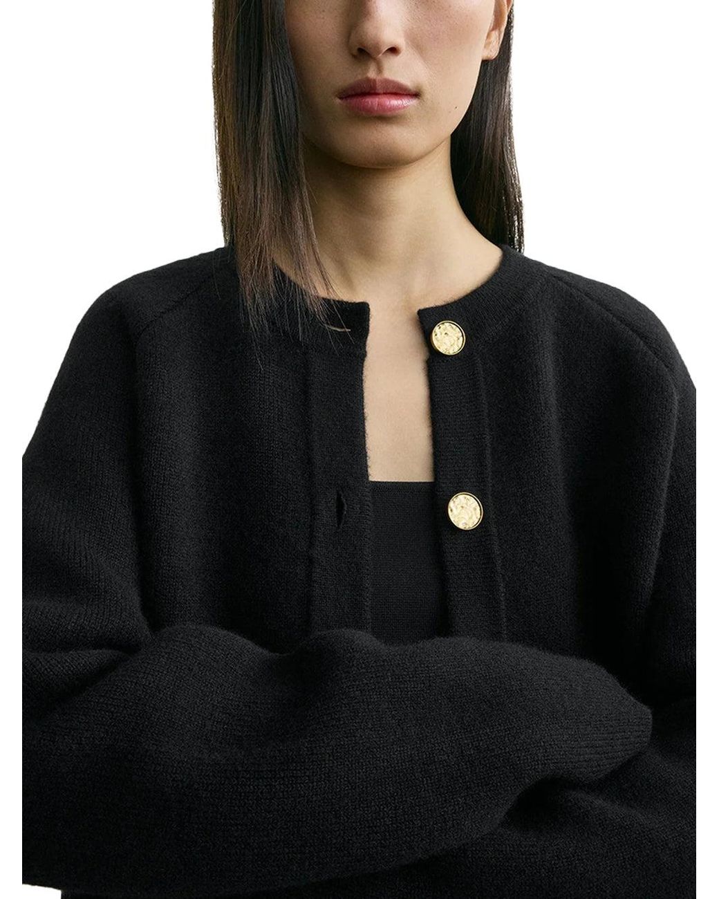 Totême Black Hammered Button Cardigan