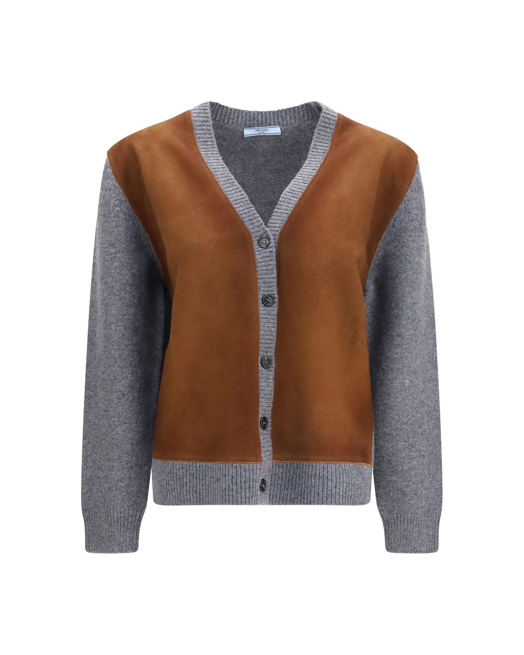 Prada Gray Cardigan Suede And Wool Fleece (Ovis Aries)
