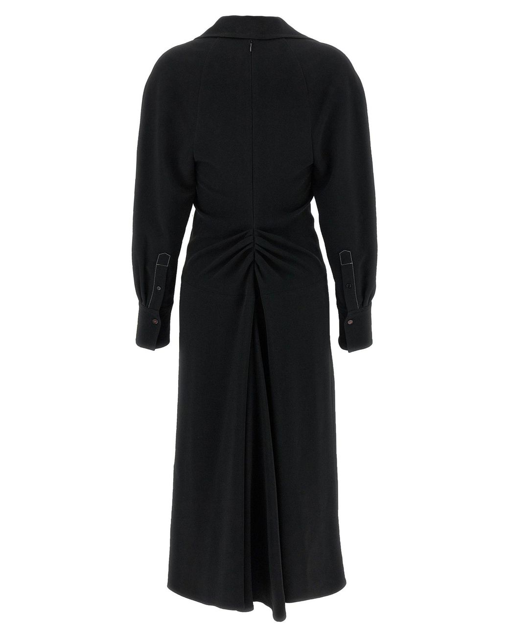 Victoria Beckham Black Polo Collar Midi Dress