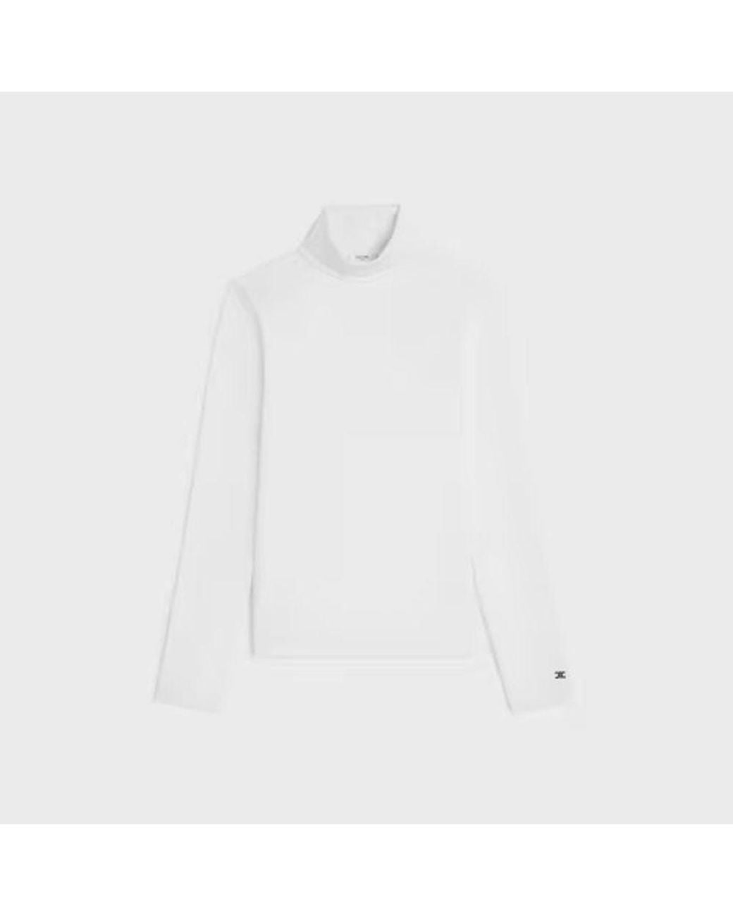 Céline White Celine Cotton-Jersey Turtleneck Sweatshirt