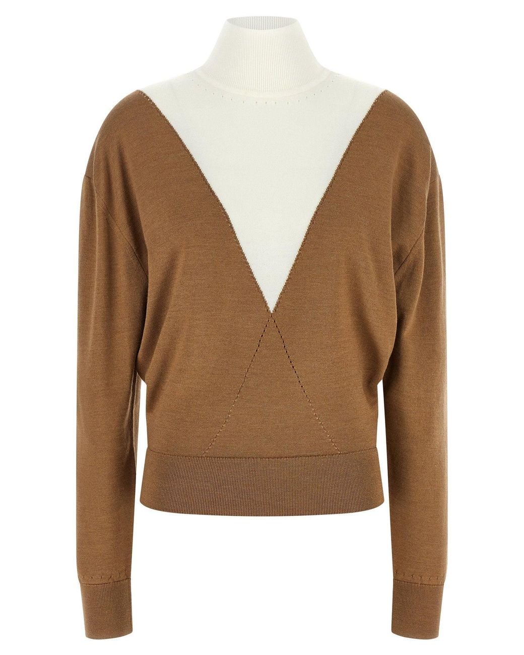 Rabanne Brown Perforated Intarsia Virgin Wool Sweater