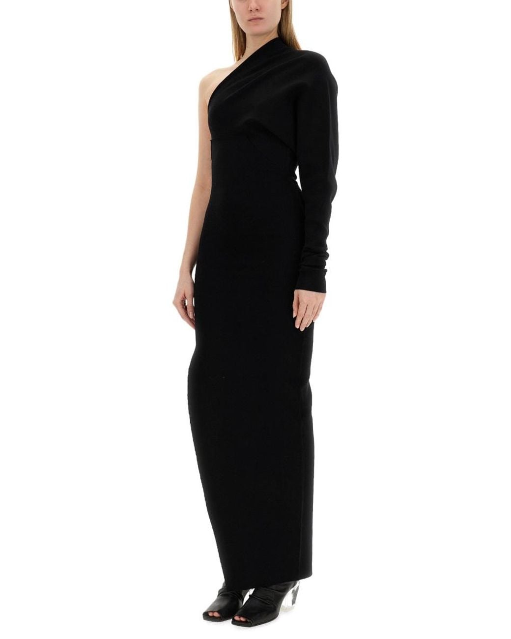 Rick Owens Black One-Shoulder Dress Viscose