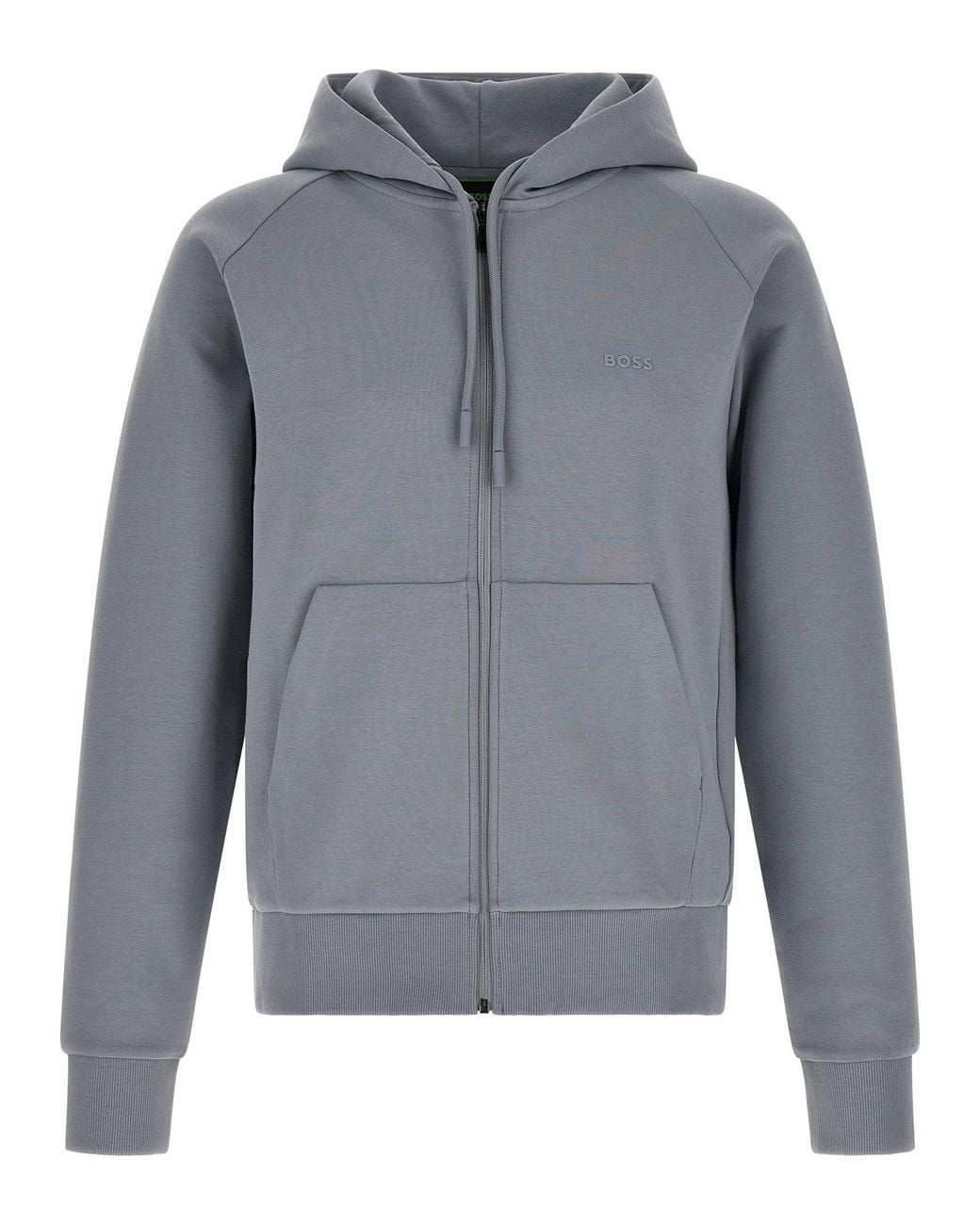 Boss Gray Cotton-Canvas Hoodie for men