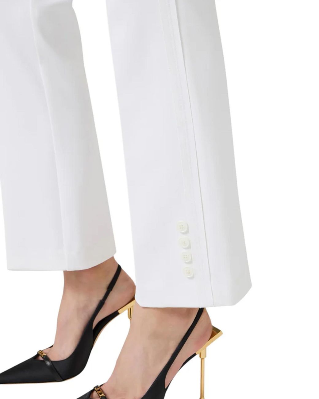 Elisabetta Franchi White Trousers Doppio Crepe Polyester