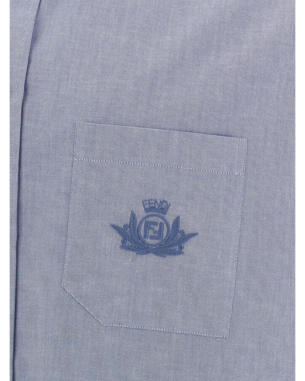 Fendi Blue Oxford Cotton Button-Down Shirt for men