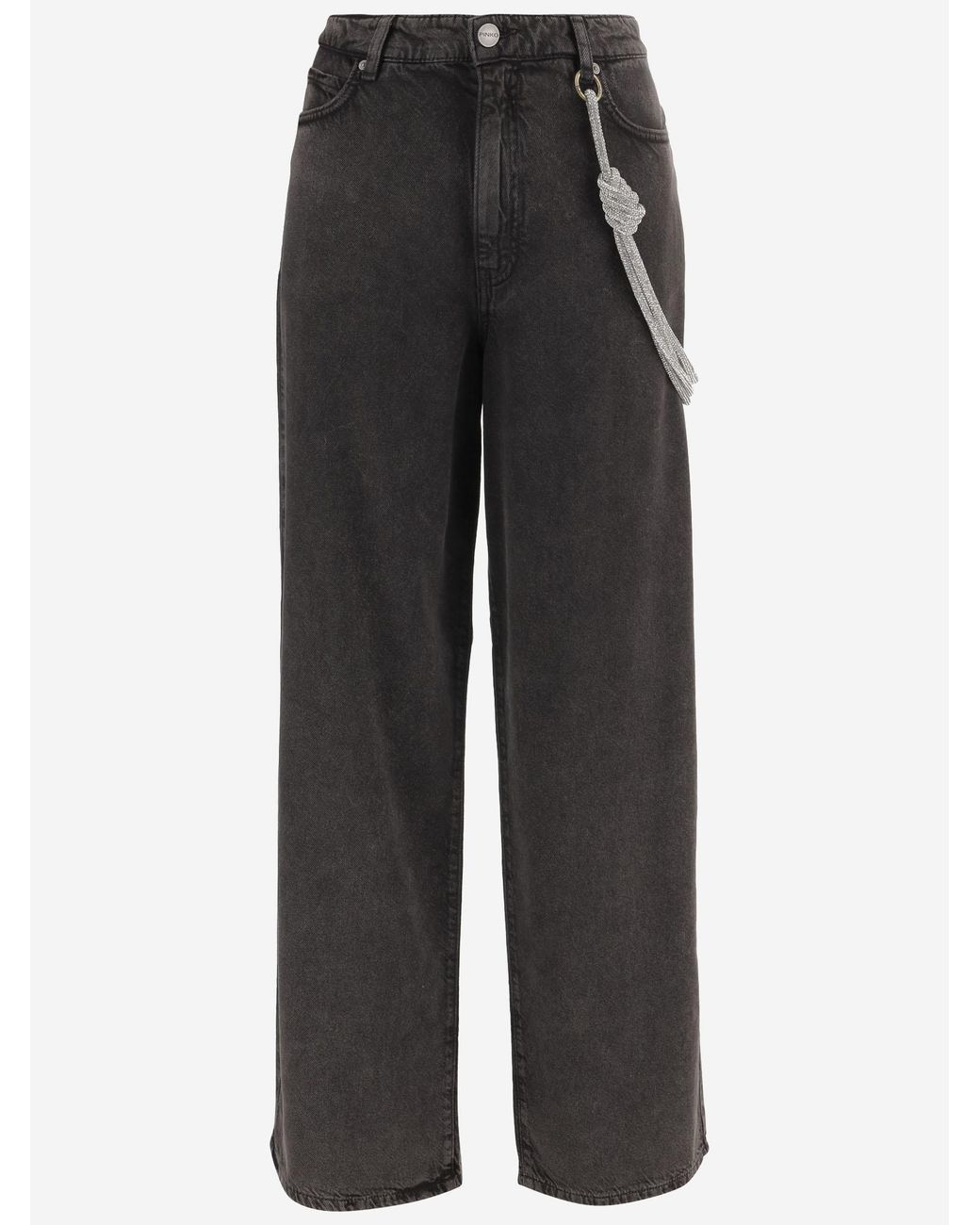 Pinko Gray Trousers Lauryn Lyocell-Cotton