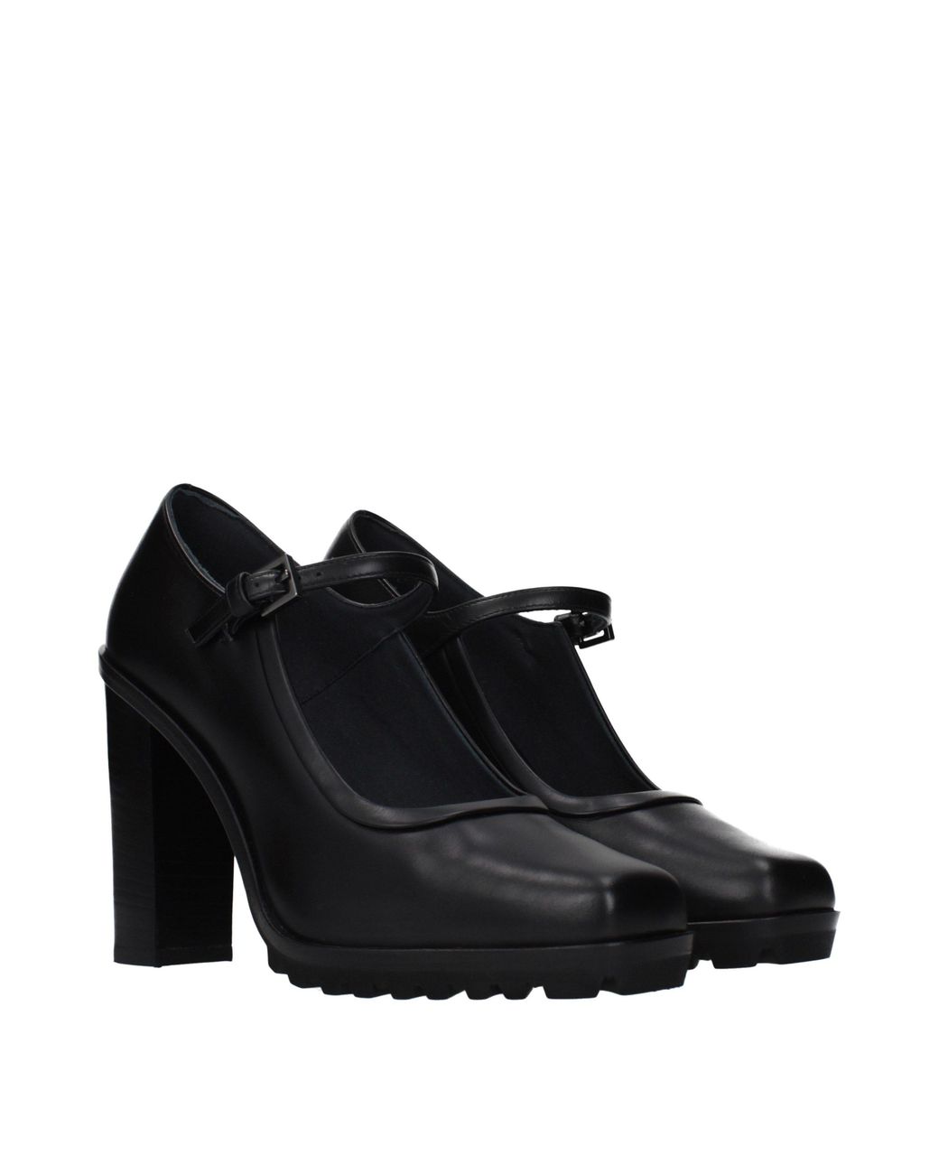 Max Mara Black Mary Jane Heels Leather