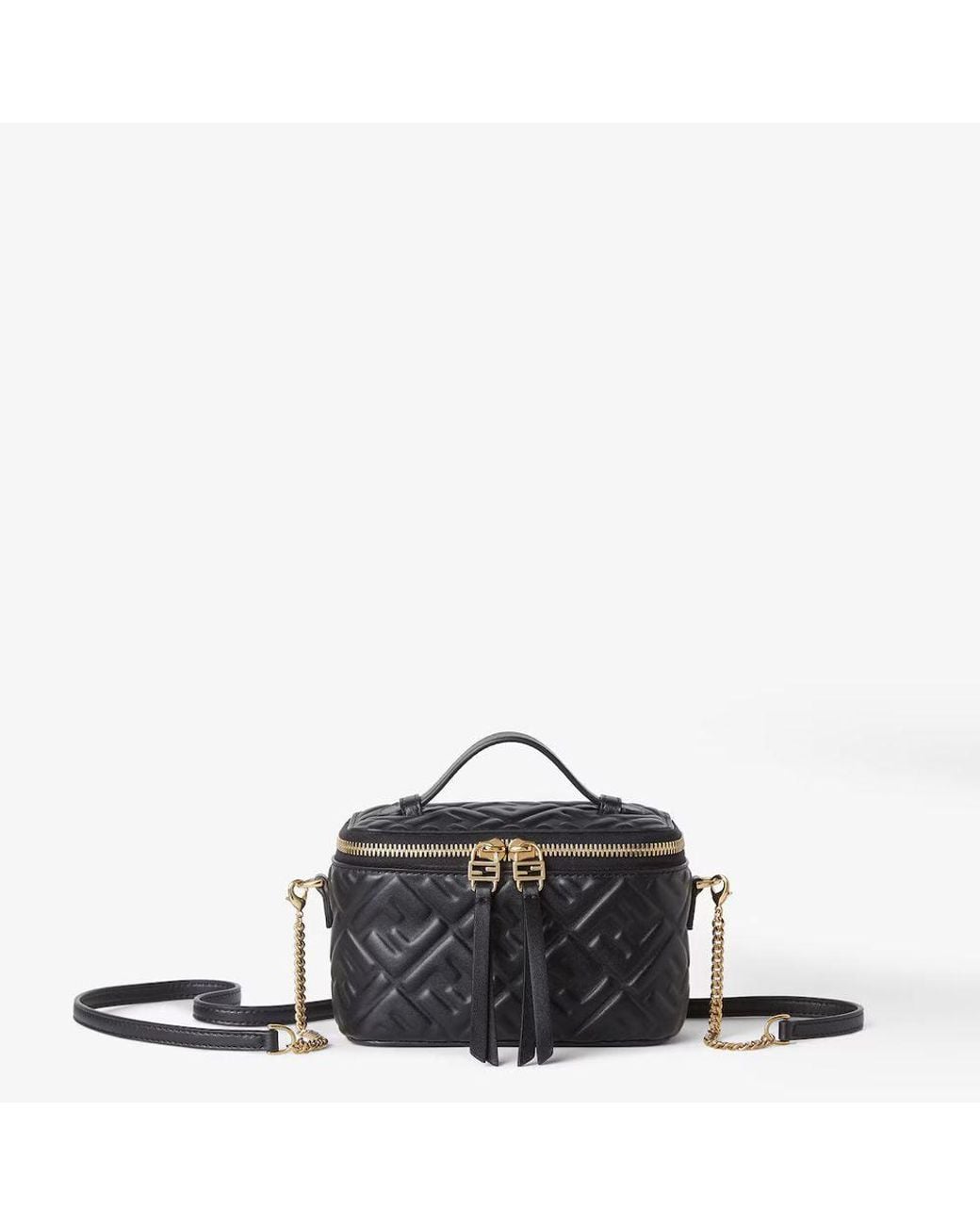 Fendi Black Fendi Quilted Leather Top Handle Bag