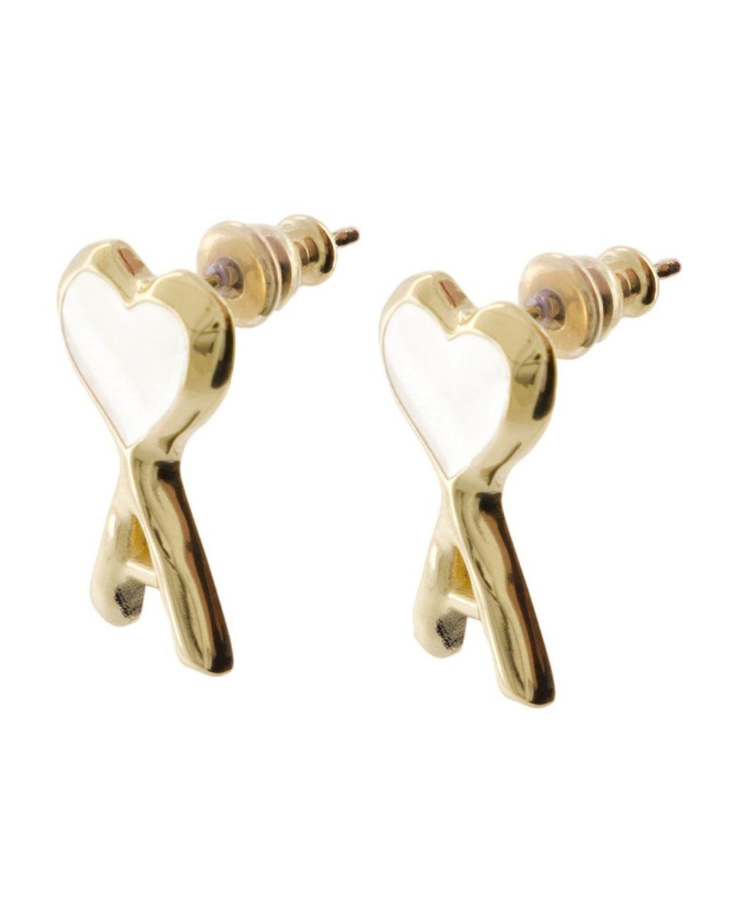 AMI Metallic Hammered Ami De Coeur Earrings