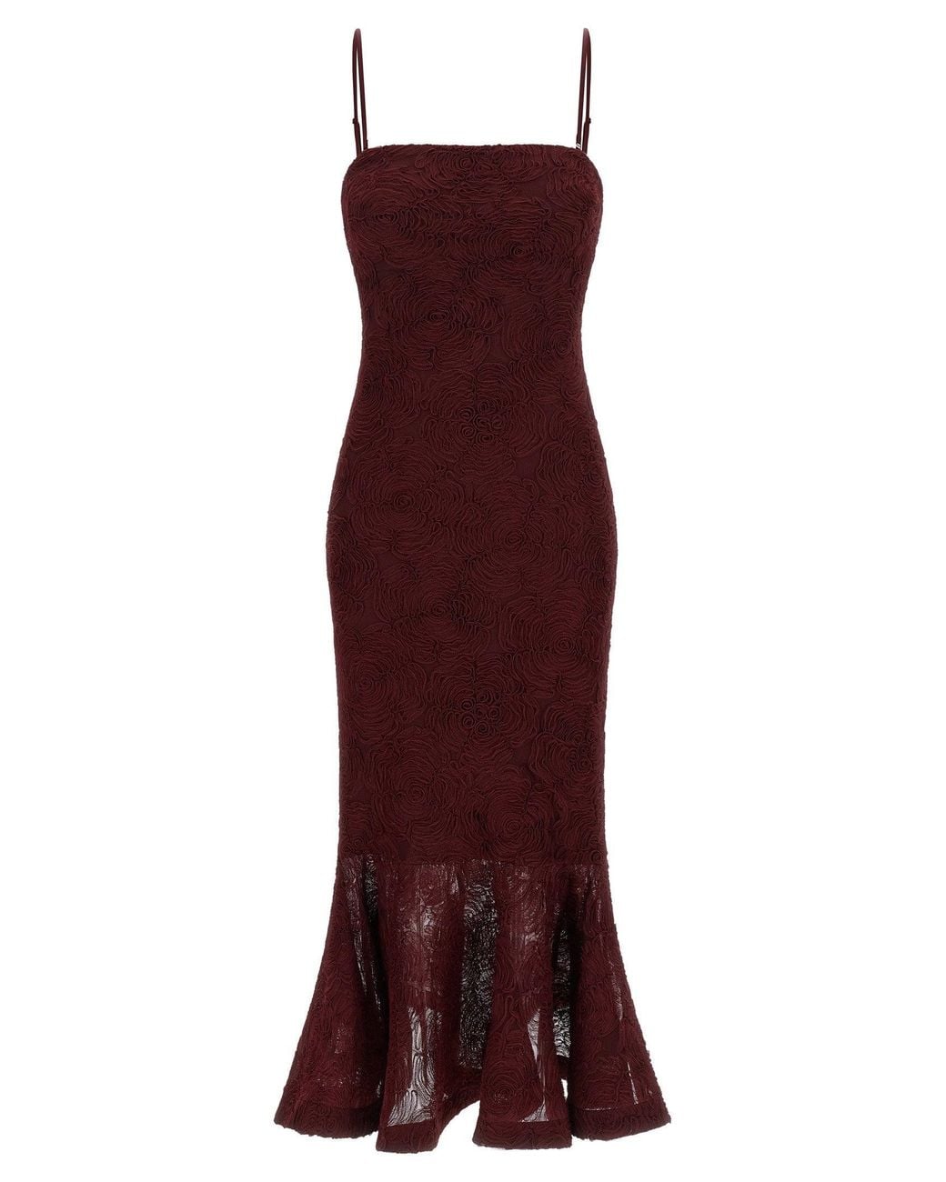 ROTATE BIRGER CHRISTENSEN Purple Floral Mesh Flounce Dress