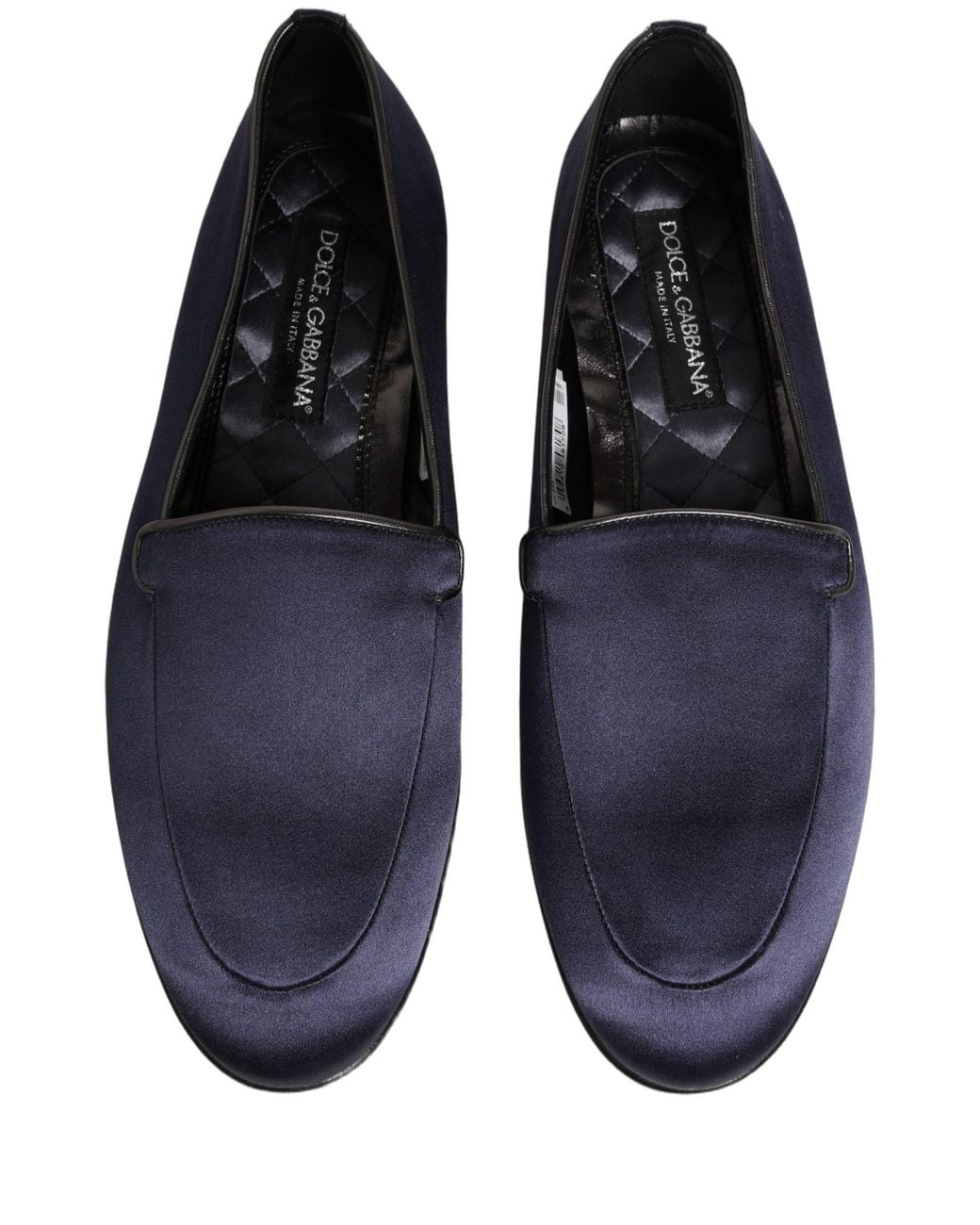 Dolce & Gabbana Black Satin Logo Slip On Flats Loafers Shoes Leather for men