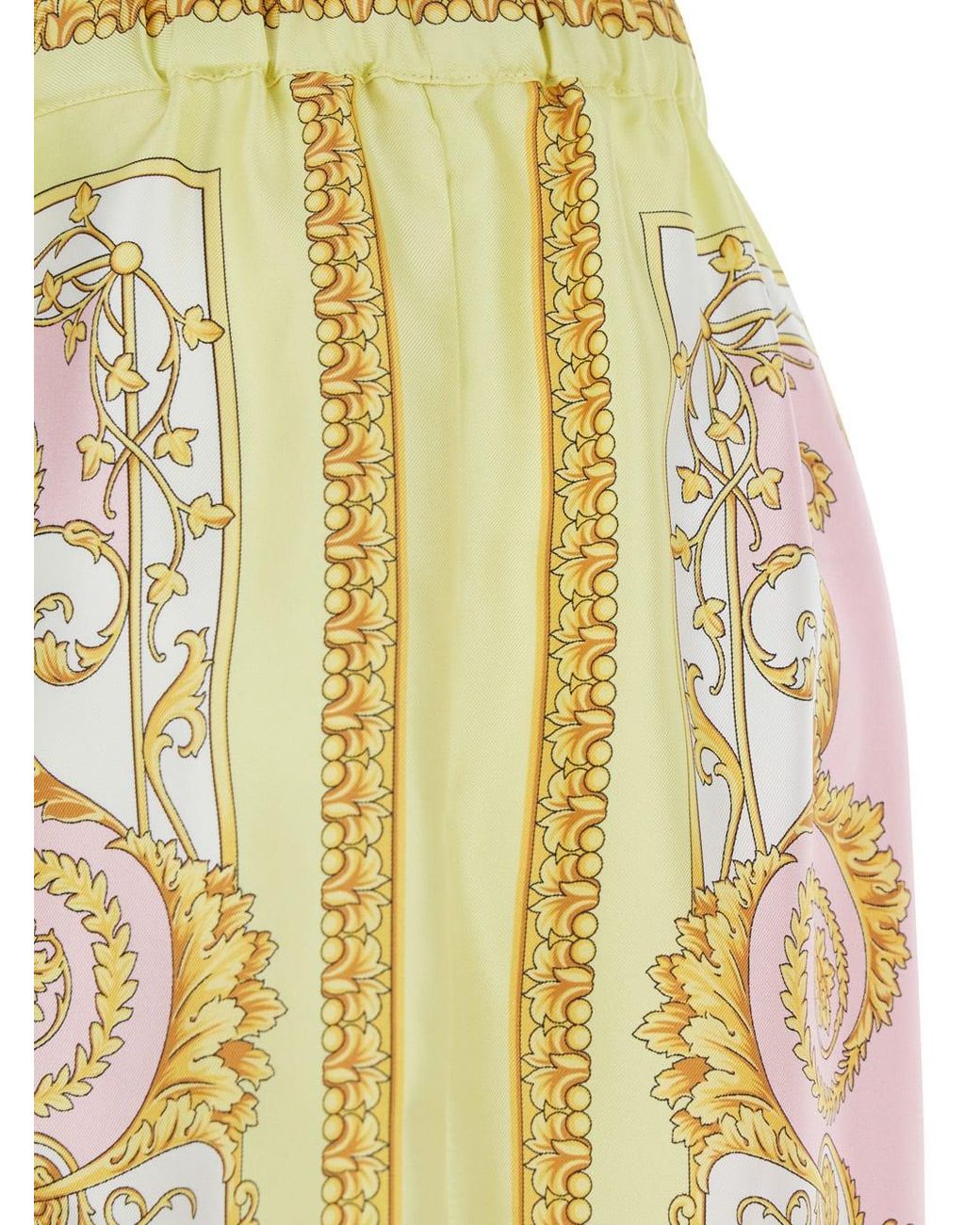 Versace Pink Trousers With Elastic Waist And All-Over Geometric Print