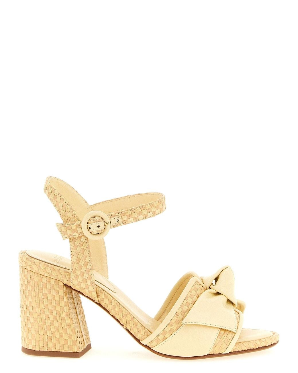 Alexandre Birman Metallic Raffia & Leather Block Heel Heels