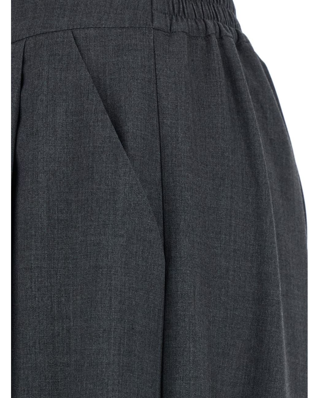 Le Plain Blue Pants With Semi-Elastic Waist And Oversize Design