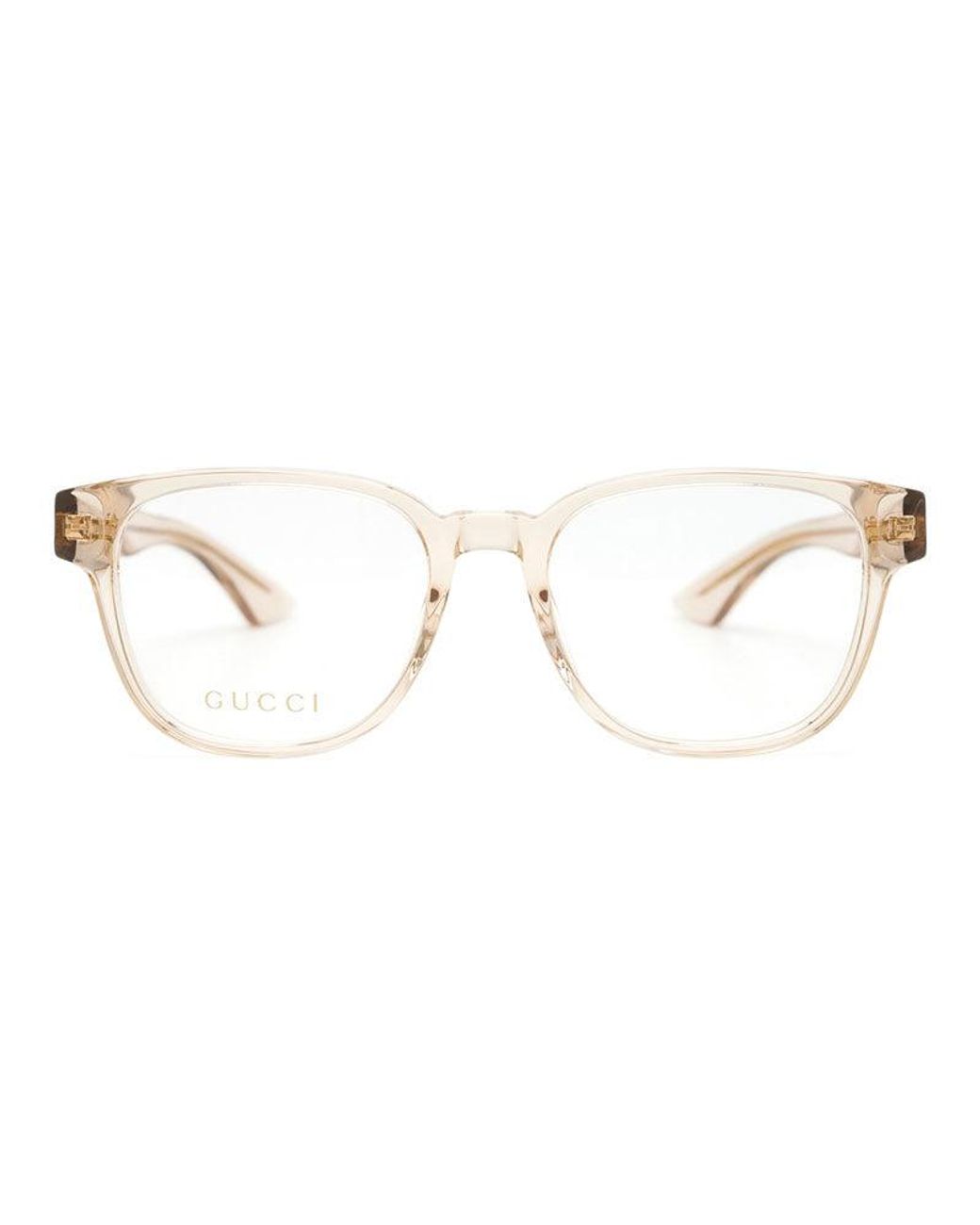 Gucci Metallic Eyeglasses Square Full Rim, Transparent Pale Frame And Clear Demo Lenses Lens Gg1746Oa002 Sunglasses