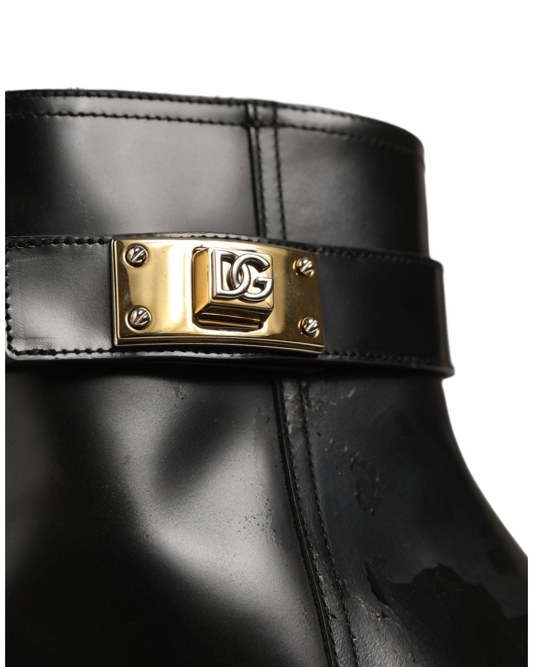 Dolce & Gabbana Black Leather Buckle Mid Calf Boots Shoes for men