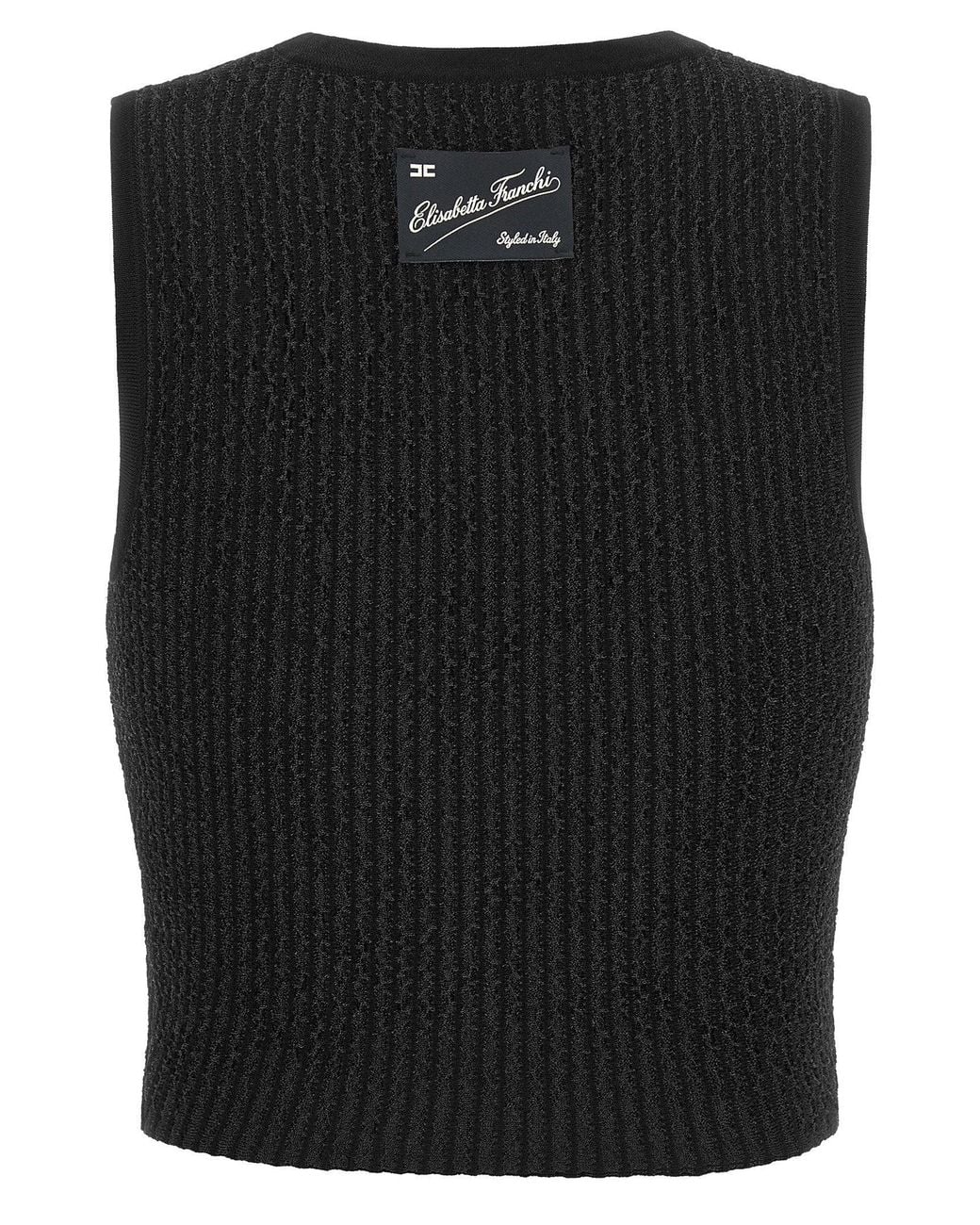 Elisabetta Franchi Black Ribbed Knit Tank Top