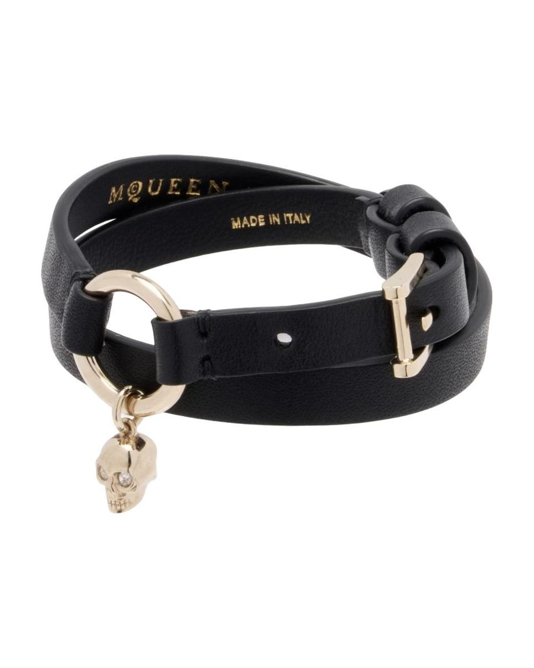McQueen Black Bracelet Skull Leather Bracelets