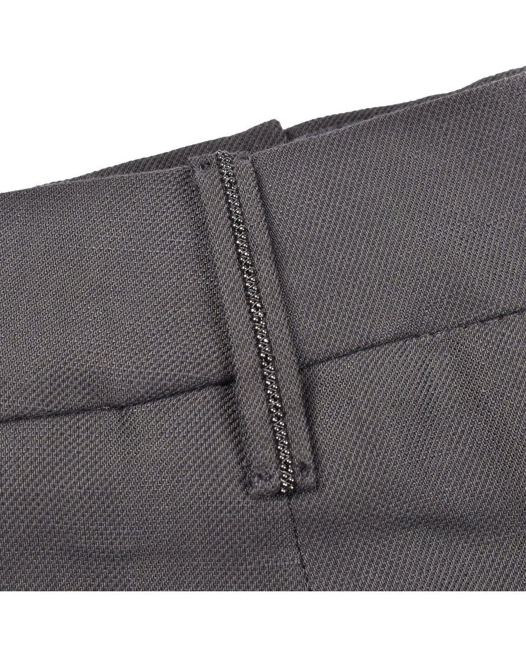 Brunello Cucinelli Gray Dark Linen Blend Trousers