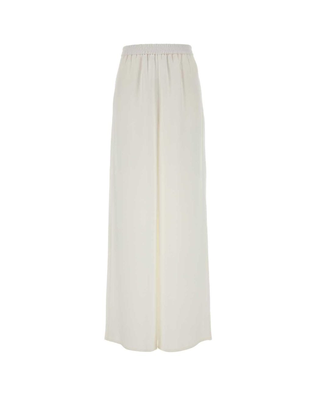 Max Mara White Volonta Silk Wide-Leg Pant